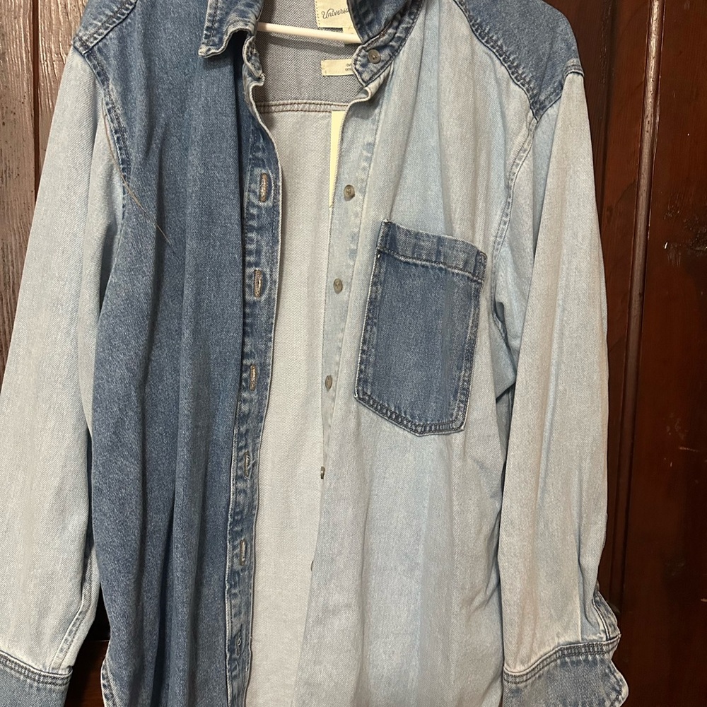 Two-Tone Denim Button-Up Shirt